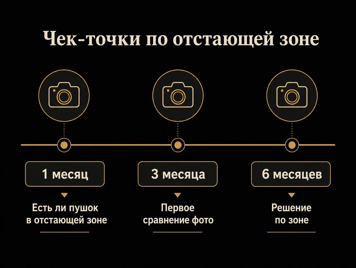Шкала чек-точек роста бороды на первом, третьем и шестом месяце