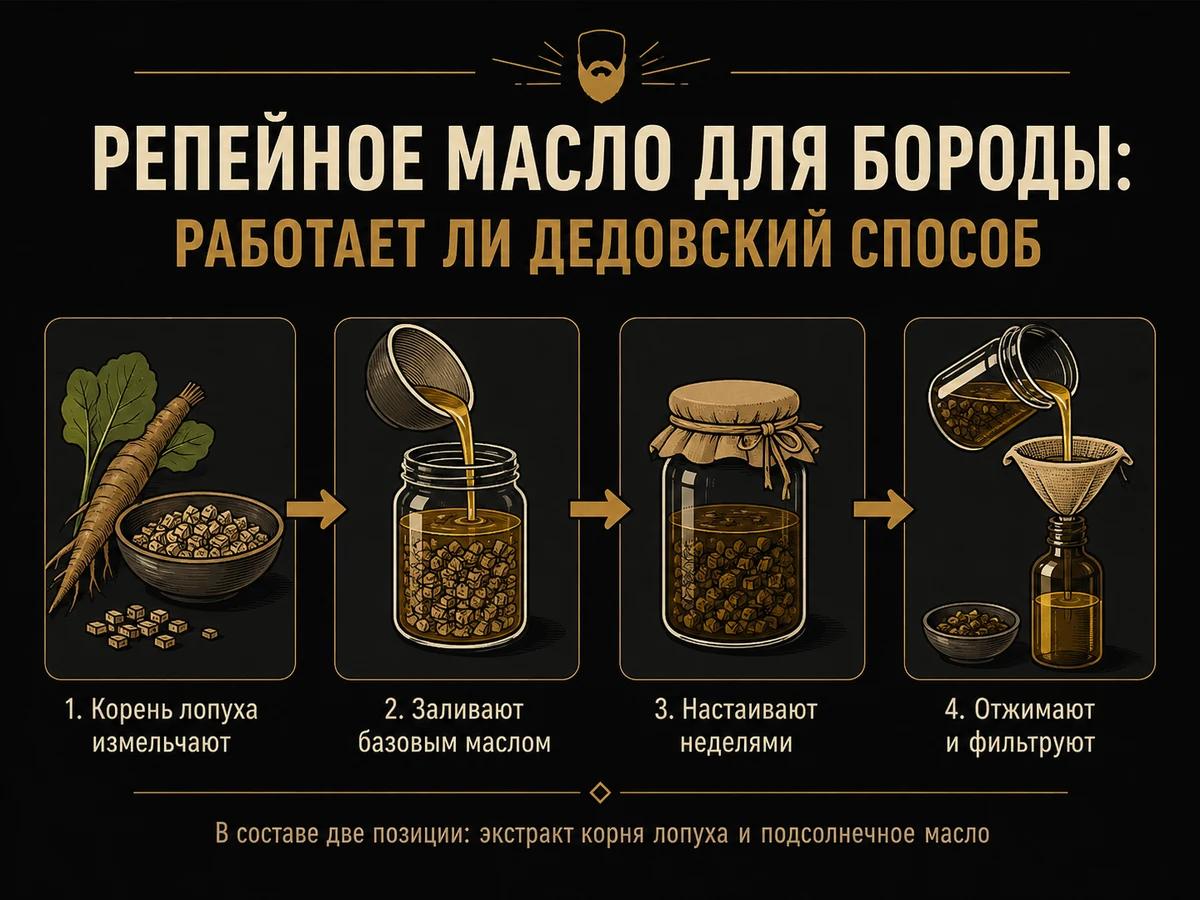 Схема: как из корня лопуха и базового масла получают репейное масло