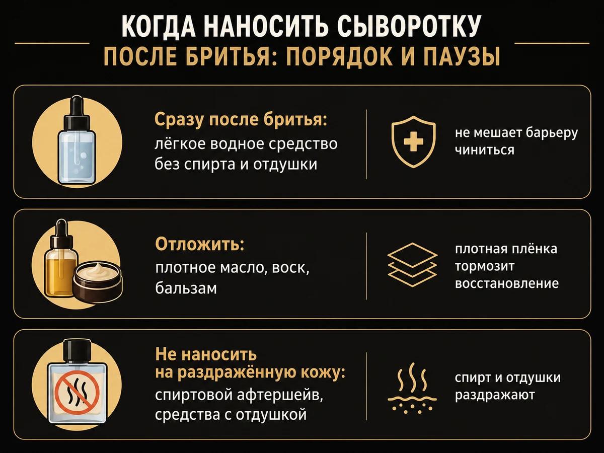 Три категории средств по времени нанесения после бритья и причины для каждой