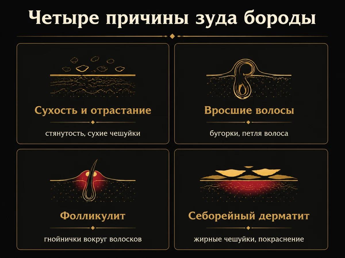 Четыре причины зуда бороды и признаки, по которым они различаются